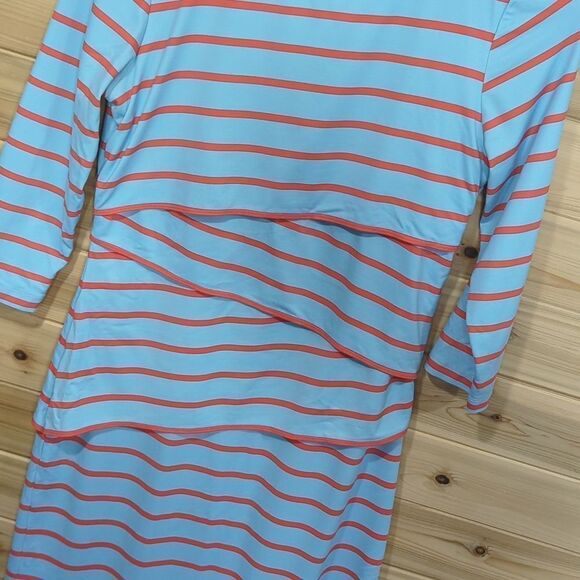 J. McLauglin Dress Womens Small Blue Striped Tiered Knee Length Classic Colorful - Picture 3 of 9